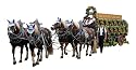 Distler 408730013 - Brauerei-Festwagen Hacker mit 4 Pferden und 2 Figuren