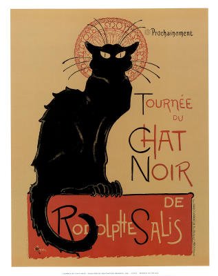 Professionally Framed Theophile Steinlen Tournee du Chat Noir Art Print Poster - 11x14 with RichAndFramous Black Wood Frame