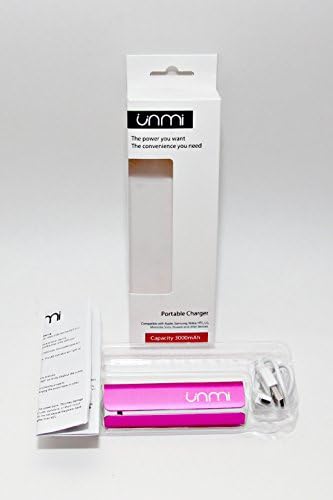 USB Portable Charger for iPhone 6, 5S, 5C, 5, 4S, Samsung Galaxy S5, S4, S3 Note 3, 4 Nokia Lumina 520, 1020, Nexus 4,3, HTC and Other Smartphones from UnmiTM. Mini Compact 3000mAh Emergency External Back-Up Battery Charger. Provides Additional 7 hours Talktime. Risk-free Money Back Guarantee (Pink)