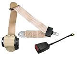3-Point Retractable Lap & Shoulder Seat Belt, Tan, with End Release Buckle