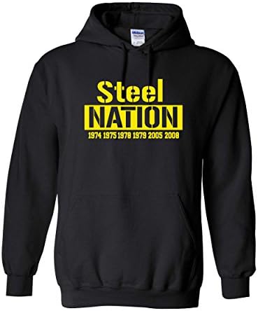 Jacted Up Tees Steel Nation Pittsburg Steelers Men's HOODIE - XL Black/Gold Print (950)