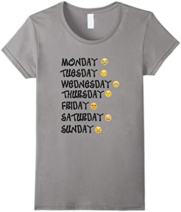 Women's Emoji T-Shirt Love Your Emoticon Shirt 7 Days A Week! Small Slate