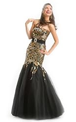 Mermaid Crystal Lace Beaded Crystals Applique Chiffon/Taffeta/Tulle Evening Dress 
