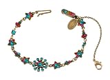 Vintage Style Michal Negrin Wonderful Bracelet Made with Turquoise and Multicolor Swarovski Crystals, Entwined with Flower Elements - Special Ordered and Shipped by Genuvo within 2 to 3 Weeks
