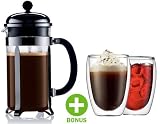 Bodum 8 Cup Chambord Coffee Press with 2 Bonus Pavina Glasses K 4559 16US