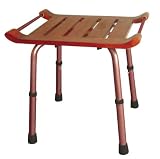 Drive Medical Adjustable Height Teak Bath Bench Stool, Teak
