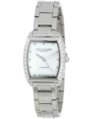 Rudiger Womens R2600-04-009 Bonn Stainless Steel Tonneau Mother-Of-Pearl Diamond Watch