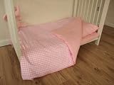 Pink Gingham cot bed duvet set