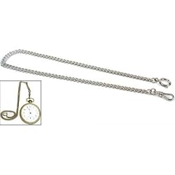 Pocket Watch Chain FOB White Nickel Plated 13.75"