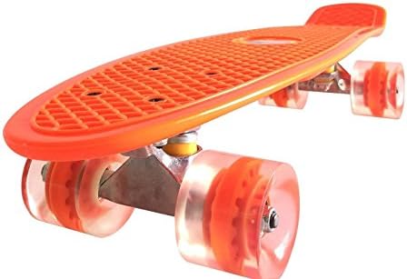 Retro Skateboard Cruiser EE Skateboard Complete Deck 22/27 Mini Plastic (Orange/Clear, 27")