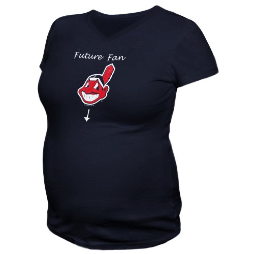 Cleveland Indians Ladies Future Fan Maternity V-Neck T-Shirt - Navy (Small)