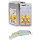 PowerOne Hearing Aid Batteries Size 10, PR70 (60 Batteries) + 2 Cell Battery Keychain Kit