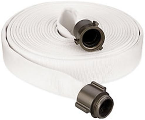 Key Fire Double Jacket Fire Hose, White, 1-1/2"  ID, 100 feet, 1000 PSI Burst Pressure, M x F NST Aluminum Connectors