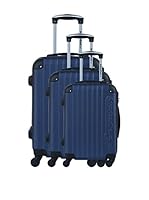 AMERICAN TRAVEL Set de 3 trolleys rígidos (Azul Marino)