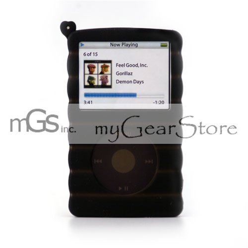 418yx0QEsmL. SL500  Wavy iPod Video Workout and Exercise Silicone Case w/ FREE Armband and Screen Protector   Black