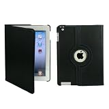 GMYLE (TM) Black 360 degrees Rotating Swivel Magnetic Smart Leather Stand Cover Case iPad 2