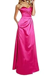 Strapless Sweetheart Pleated Natural   Waistline Satin Prom Dress/Party Dress 