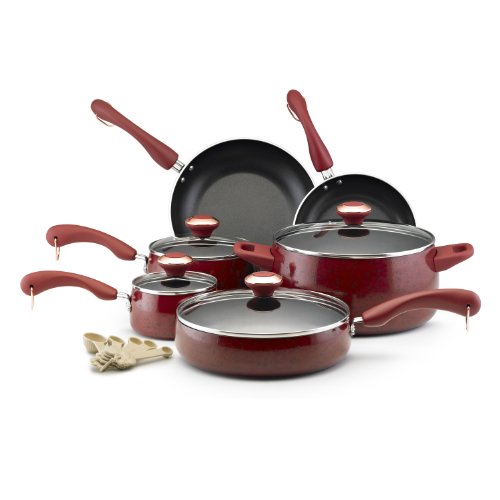 Paula Deen, 12512, 15 Piece Porcelain Cookware Set, Red Paula Deen, 12512, 15 Piece Porcelain Cookware Set, Red