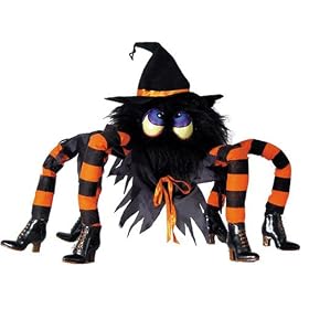 Huge 32" Kooky Spider Witch with Light Up Eyes and Poseable Legs Halloween Decoration