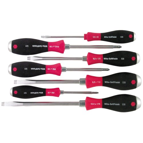 Wiha 53097 Screwdriver Set, Slotted and Phillips, Extra Heavy Duty, 7