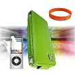 Apple iPod Nano 5th Generation (5G Video) Premium **VG BRAND** Leather Flip Case Cover **GREEN** + Apple Ipod Nano Screen Protector + Vangoddy ?(Trademarked) Orange Silicone Wrist Band!!!