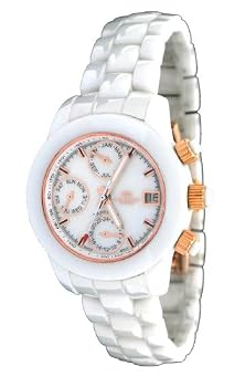 Oniss #ON795-LG Women's Multi Function 3 Dial White Ceramic Watch