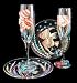 Angel Fish Design - Hand Painted - Matching Set of Toasting Flutes - 6 oz. & 7 inch Cake Plates