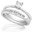 5/8 ctw Princess Diamond Wedding Rings Set in 14Kt White Gold