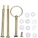 EUBUY 3 Tier Heavy Metal Round Shape Fruit Cake Plate Handle Fitting Hardware Rod Stand Holder (Golden)