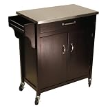 Winsome Wood Kitchen Cart with Stainless Steel Top, Espresso