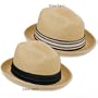 New Men's Straw Fedora Hat with Sweatband