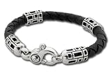 Sterling Silver Finestra Collection Leather Bracelet by Zina, 7'