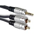 Pure 5M OFC 3.5mm to 2 x Twin Phono RCA Audio 24k Gold Plated Cable Lead TWG