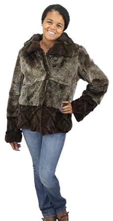 Order Clothes Online : Bergama Sno-Top Rex Rabbit Jacket with Sheared Rex Rabbit Collar, Cuffs and Bottom Border trim - Small - Brown Reviews
