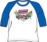  : Justice League HERE THEY COME Adult White/Royal Baseball T-shirt Tee Shirt