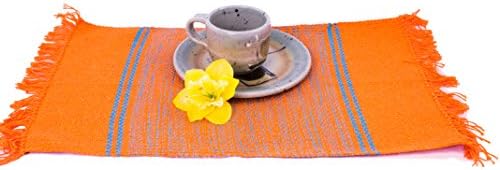 Eco friendly Handloomed set of 6 placemats, high quality 100% cotton, vibrant colors to brighten your table (24 x 12 inches)