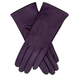IMAGE OF Cashmere Lined Leather Gloves Size 7 1/2 Color PURPLE