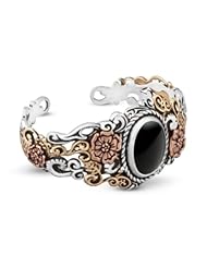 Mixed Metal Black Onyx Bold Cuff Bracelet