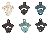 MayRich Set of 6 Assorted Wall Mountable Rustic Cast Iron Bottle Openers