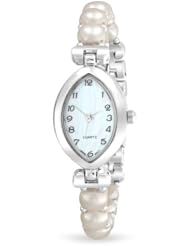 Bling Jewelry Womens White Freshwater Button Pearl Watch Bridal Bracelet