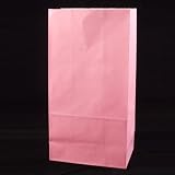 Solid Color Paper Sack Lunch Bags, Light Pink, 5.3125 Wide x 10 High x 3.25 Deep, 40 Pack of Bags
