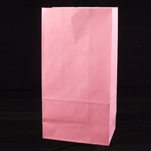 Solid Color Paper Sack Lunch Bags Light Pink 5.3125" Wide x 10" High x 3.25" Deep 40 Pack of Bags