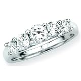 Sterling Silver 1 ct. Five Cubic Zirconia Ring