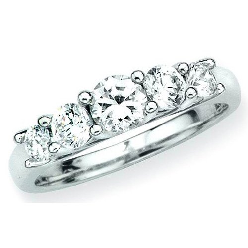 Sterling Silver 1 ct. Five Cubic Zirconia Ring
