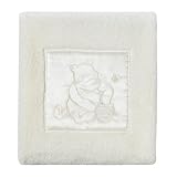 Crown Crafts Classic Pooh Plush Blanket with Satin Trim - Ivory