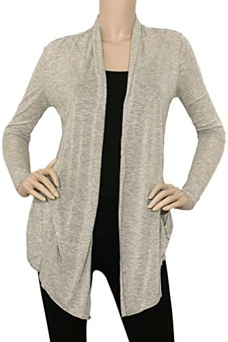 Mememall Fashion Thin Open Draped Knit Cardigan Shawl Collar Irregular Hem Top (S~3Xl)