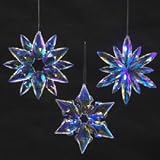 4 75 ACRYLIC PURPLE & BLUE PLATED SNOWFLAKE ORNAMENT, SET OF 3 ASSORTED - Christmas Ornament