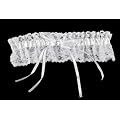 White crystal satin bow detail lace garter