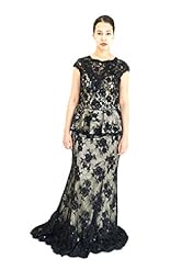 Cap Sleeves Peplum Lace Sequined Applique  Dress