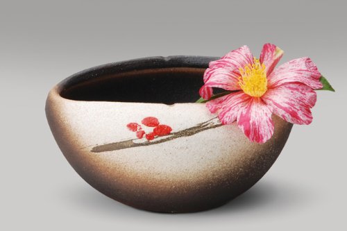赤絵蚊やり花器 信楽焼 陶器 花器 花入 花瓶